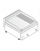 Fry top elettrico trifase-7.8kw da banco, piastra 1/3Rigata 2/3Liscia - sup. di cottura cm 69,6x56,4  - dim. 70x65x28h