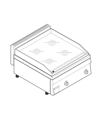 Fry top elett. trifase-7.8kw da banco, piastra liscia cromata, R.T. 50÷320 °C - sup. di cottura cm 69,6x56,4  - dim. 70x65x28h