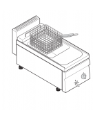 Friggitrice elettrica monofase-6kw da banco, 1 vasca AISI 304 dim. cm 22,5x34x22,5h - 8 lt - dim tot. cm 35x65x28h