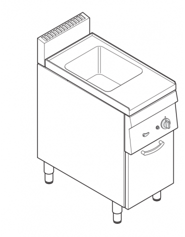 Cuocipasta elettrico trifase-4,8kw, GN 2/3, in acciaio in acciaio inox AISI 316 da 23 litri di capacità - cm 35x65x85h