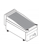 Griglia gas a pietra lavica da banco, con griglia inox a "V" dim. cm 30x48 - dim tot. cm 35x65x28h