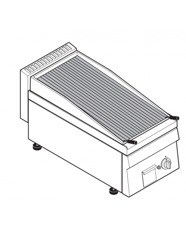 Griglia gas a pietra lavica da banco, con griglia inox a "V" dim. cm 30x48 - dim tot. cm 35x65x28h