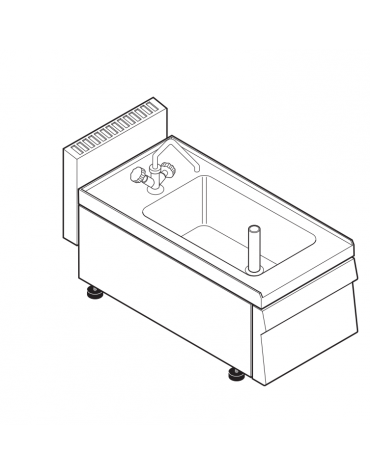 Lavello dotato di vasca stampata cm 29x40x20h - 23 Lt., compreso di miscelatore con manopole - cm 35x65x30h