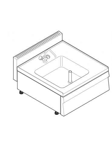 Lavello dotato di vasca stampata cm 40x40x20h - 32 Lt., compreso di miscelatore con manopole - cm 70x65x28h