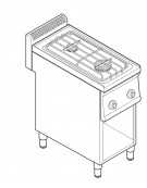 Cucina a gas 2 fuochi su vano aperto super, potenza fuochi aperti 2x6kw - cm 35x70x85h