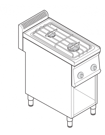 Cucina a gas 2 fuochi su vano aperto super, potenza fuochi aperti 2x6kw - cm 35x70x85h