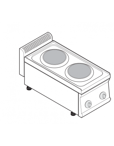 Cucina elettrica da banco trifase-4kw, 2 piastre Ø cm 22 - cm 35x70x28h