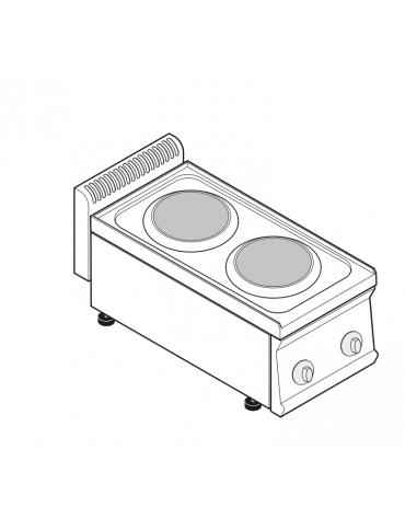 Cucina elettrica da banco trifase-5,2kw, 2 piastre Ø cm 22 - cm 35x70x28h