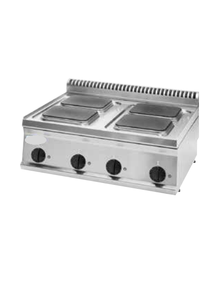 Cucina elettrica da banco trifase-10,4kw, 4 piastre cm 22x22 - cm 70x70x28h