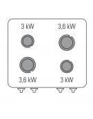 Cucina a gas da banco 4 fuochi, potenza fuochi aperti 2x3kw + 2x3,6kw - cm 70x60x30h