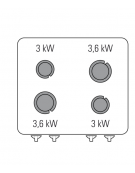 Cucina a gas 4 fuochi su forno elettrico ventilato a convezione monofase con 1 griglia e 1 teglia - cm 70x60x85h