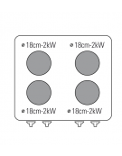 Cucina elettrica da banco trifase-8kw, 4 piastre Ø cm 18 - cm 70x60x30h