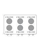Cucina elettrica trifase-14,5 kw, 6 piastre Ø 18, forno elettrico ventilato con camera cm 62x41,5x32h - cm 105x65x85h