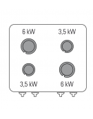 Cucina a gas 4 fuochi su vano aperto, potenza fuochi aperti 2x6kw + 2x3,5kw - cm 70x70x85h