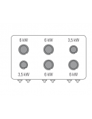 Cucina a gas 6 fuochi, forno a gas GN 2/1, fuochi aperti 4x6 + 2x3,5 n°x kW - cam. forno cm 57,5x65x30 - cm 105x70x85h