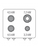 Cucina a gas 4 fuochi su vano aperto, potenza fuochi aperti 1x7,2kw+1x3,3kw+2x4,5kw - cm 70x70x85h