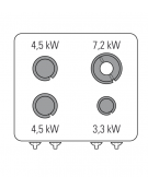 Cucina a gas 4 fuochi, forno a gas statico GN 2/1, fuochi aperti 1x7,2kw+1x3,3kw+2x4,5kw - cam. forno cm 57,5x65x30 - cm 70x70x8