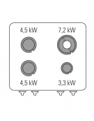 Cucina a gas 4 fuochi, forno elettr. GN 2/1, fuochi aperti 1x7,2+1x3,3+2x4,5 n°xkW - cam. forno cm 57,5x65x30 - cm 70x70x85h