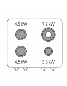 Cucina a gas 4 fuochi, forno elettr. GN 1/1, fuochi aperti 1x7,2+1x3,3+2x4,5 n°xkW - cam. forno cm 57,5x51,5x30 - cm 70x70x85h