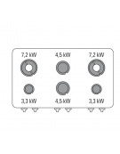 Cucina a gas 6 fuochi, forno elettr. trifase, fuochi aperti 2x7,2kw+2x3,3kw+2x4,5kw - cam. forno cm 92,5x63x30 - cm 105x70x85