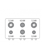 Cucina a gas 6 fuochi, forno elettr. trifase, fuochi aperti 2x7,2+2x3,3+2x4,5 n°xkw - cam. forno cm 92,5x51,5x30 - cm 105x70x85h