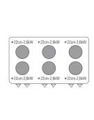 Cucina elettrica da banco trifase-15,6kw, 6 piastre Ø 22 - cm 105x70x28h