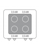 Cucina elettrica ad induzione da banco trifase-14kw, 4 zone di cottura - Adatta a pentole fondo liscio - cm 70x70x28h