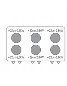 Cucina elettrica trifase-20,3kw, 6 piastre Ø22, su forno elettrico GN2/1 con camera cm 57x65x30 -cm 105x70x85h