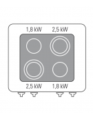 Cucina elettrica  in vetroceramica trifase-13,6kw, con 4 piani di cottura, con forno ventilato  - cm 70x70x85h