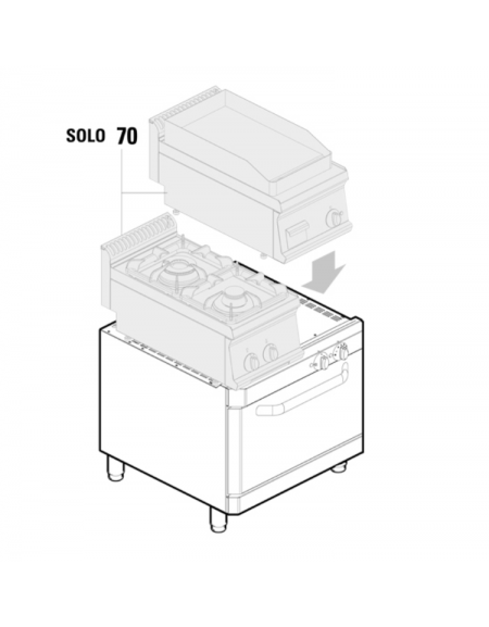 Base Forno elettrico ventilato trifase-5kw, dim. camera cm 57x51,5x30h - dim tot. cm 70x70x57h