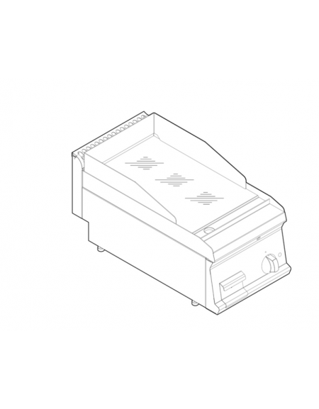 Fry top elett. trifase-3,9kw da banco, piastra liscia cromata, r. temp. 50÷320 °C - sup. di cottura cm 34,6x56,4 - cm 35x70x28h