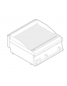 Fry top elettrico trifase-7,8kw da banco, piastra liscia, r. temp. 50÷320 °C - sup. di cottura cm 69,6x56,4  - dim. 70x70x28h