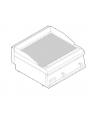 Fry top elettrico trifase-7,8kw da banco, piastra rigata, r. temp. 50÷320 °C - sup. di cottura cm 69,6x56,4  - dim. 70x70x28h