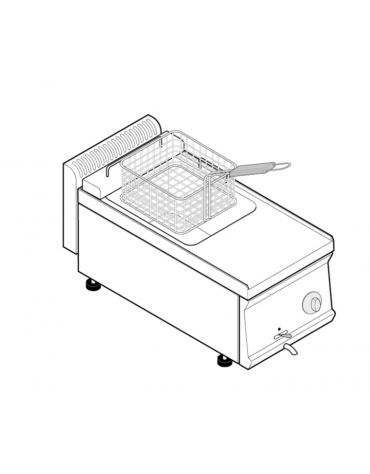 Friggitrice elettrica da banco trifase-6kw - 1 vasca cm 22,7x34x22,5, 8 lt - cm 35x70x28h