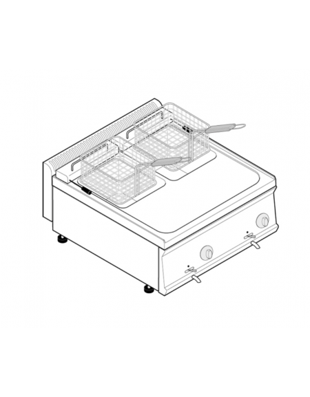 Friggitrice elettrica da banco trifase-15kw - 2 vasche cm 22,7x34x22,5, 8+8 lt - cm 70x70x28h