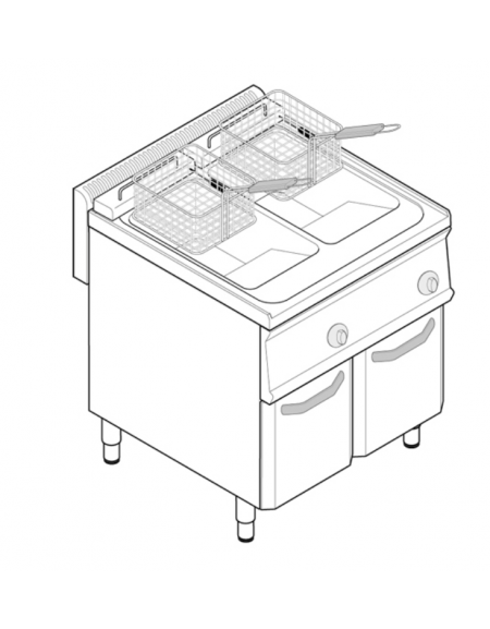 Friggitrice a 2 vasche da lt. 10 + 10 ELETTRICA. Dim.cm. 70x70x85H