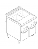 Cuocipasta a gas G2/3, in acciaio in acciaio inox AISI 316 da 23+23 litri di capacità - cm 70x70x85h