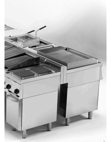 Griglia gas a pietra lavica da banco, con griglia inox a "V" dim. cm 30x48 - dim tot. cm 35x80x28h