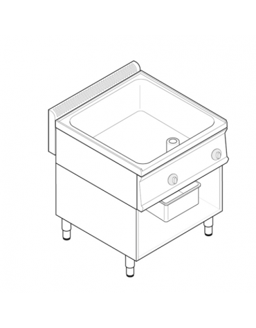 Brasiera elettrica multifunzione trifase-9kw, 1 vasca AISI 304, cap. 28lt - dim tot. cm 70x70x85h