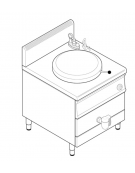 Pentola elettrica INDIRETTA trifase-9kw, 1 vasca capacità 50 Lt. cm Ø40xh45 - dim tot. cm 70x70x85h