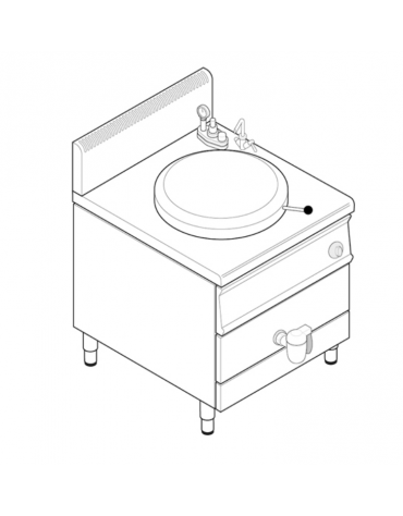 Pentola a gas INDIRETTA, 1 vasca capacità 50 Lt. cm Ø40xh45 - potenza totale 15,5kw - dim tot. cm 70x70x85h