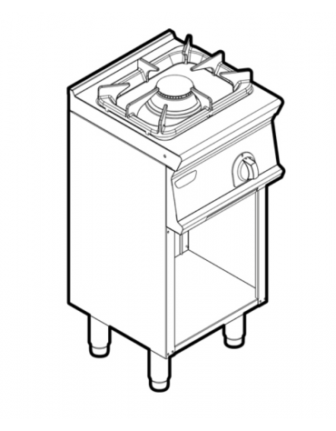 Cucina a gas 1 fuoco su vano aperto, potenza fuoco aperto 1x4,5kw griglia in ghisa - cm 40x45x90h