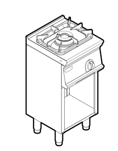 Cucina a gas 1 fuoco su vano aperto, potenza fuoco aperto 1X7,2kw griglia in ghisa - cm 40x45x90h