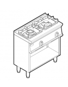 Cucina a gas 2 fuochi su vano aperto, potenza fuochi aperti 1X3,3kw+1X7,2kw griglie in ghisa- cm 80x45x90h