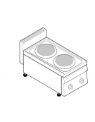 Cucina elettrica da banco trifase-4kw, 2 piastre cm Ø 18 - cm 35x65x28h