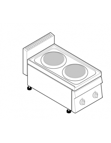 Cucina elettrica da banco trifase-4kw, 2 piastre cm Ø 18 - cm 35x65x28h