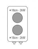 Cucina elettrica da banco trifase-4kw, 2 piastre cm Ø 18 - cm 35x65x28h