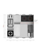 Cucina a gas 3 fuochi su vano aperto, potenza fuoco aperto 1X5,5kw+2X9kw - cm 120x45x90h