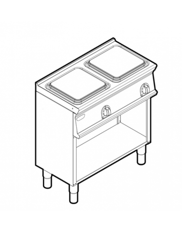 Cucina elettrica trifase-8kw, 2 piastre cm 30x30 su vano aperto - cm 80x45x90h