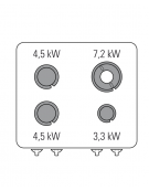 Cucina a gas 4 fuochi da banco, potenza fuochi 1x3,3kw+2x4,5kw+1x7,2kw - cm 80x70x28h